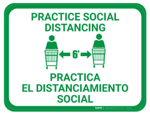 Practice Social Distancing - Green - Bilingual - Floor Sign