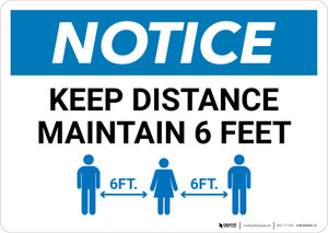 Notice: Keep a Safe Distance with Icon Landscape - Wall Sign