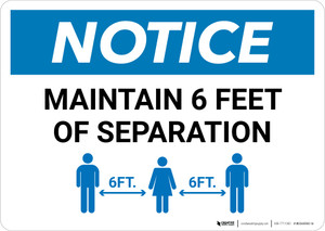 Notice: Maintain 6 Feet of Separation with Icon Landscape - Wall Sign