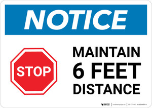 Notice: Stop Maintain 6ft Distance with Icon Landscape - Wall Sign