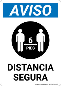 Notice: Safe Distance Spanish with Icon Portrait - Wall Sign