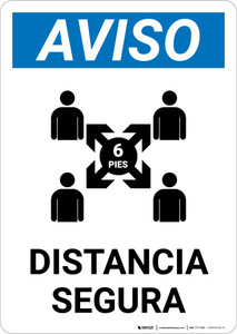 Notice: Safe Distance Spanish with Icon v2 Portrait - Wall Sign