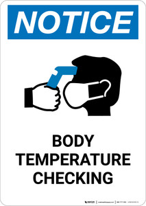 Notice: Body Temperature Checking with Icon Portrait - Wall Sign