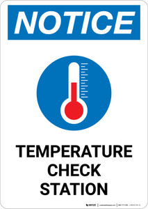 Notice: Temperature Check Station with Icon Portrait - Wall Sign