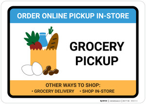 Grocery Pickup Order Online Pickup In-Store with Icon Landscape - Wall Sign
