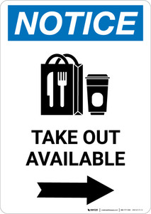 Notice: Take Out Available Right with Icon Portrait - Wall Sign