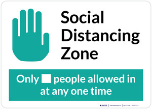 Social Distancing Zone Maximum People Allowed with Icon Landscape - Wall Sign