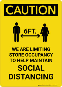 Caution: We Are Limiting Store Occupancy with Icon Portrait - Wall Sign