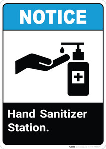 Notice ANSI Hand Sanitizer Station Portrait - Wall Sign
