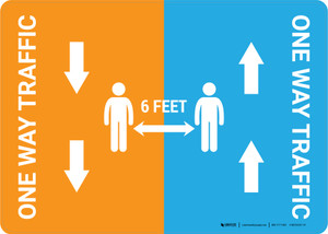 One Way Traffic with Icons Landscape - Wall Sign