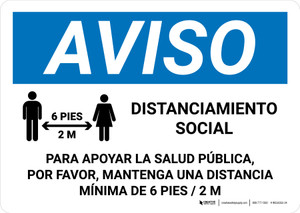 Aviso Distanciamiento Social Spanish with Icon Landscape - Wall Sign
