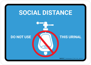 Social Distance: Do Not Use This Urinal with Icon Blue Landscape - Wall Sign