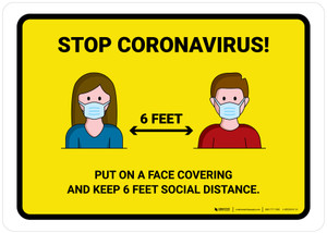 Stop Coronavirus with Icons Yellow Landscape - Wall Sign