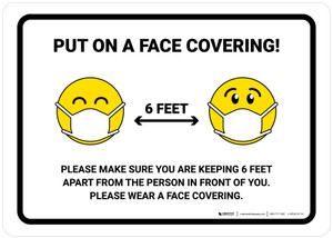 Put On A Face Covering with Emojis Landscape - Wall Sign