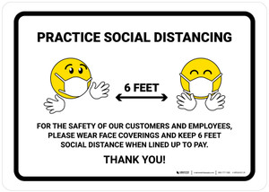 Practice Social Distancing with Emojis Landscape - Wall Sign