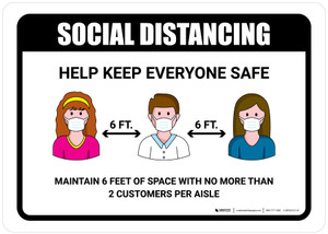 Social Distancing Help Keep Everyone Safe with Icons Landscape - Wall Sign