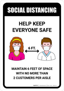 Social Distancing Help Keep Everyone Safe with Icons Portrait - Wall Sign