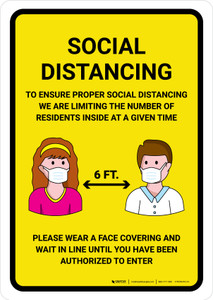 Social Distancing To Ensure Health And Safety Of Residents with Icons Portrait - Wall Sign