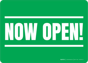 Now Open! Green/White Landscape - Wall Sign