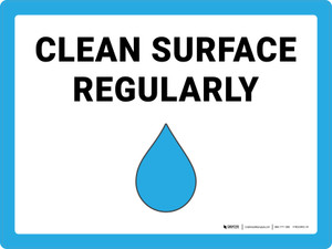 Clean Surface Regularly with Emoji Blue Border Landscape - Wall Sign