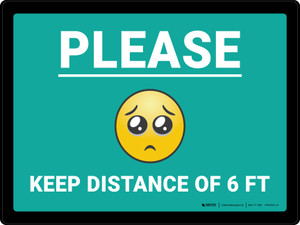 Please Keep Distance of 6 ft with Emoji Blue Landscape - Wall Sign