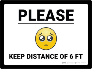 Please Keep Distance of 6 ft with Emoji Landscape - Wall Sign