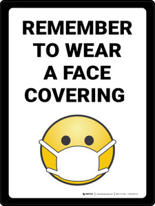Remember to Use Face Covering with Emoji Portrait - Wall Sign