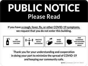 Public Notice: COVID-19 with Icons Landscape - Wall Sign