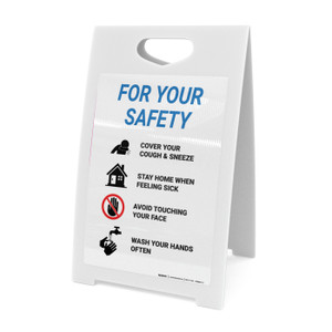 For Your Safety: Please Cover Your Cough Or Sneeze - A-Frame Sign