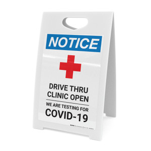 Notice: Drive Thru Clinic Open with Icon Portrait - A-Frame Sign