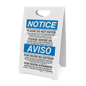 Notice: Please Do Not Enter COVID-19 Multilingual Portrait - A-Frame Sign
