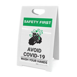 Safety First: Avoid COVID-19 Wash Your Hands Portrait - A-Frame Sign