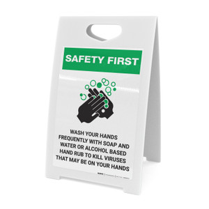 Safety First: Wash Hands Frequently Portrait - A-Frame Sign