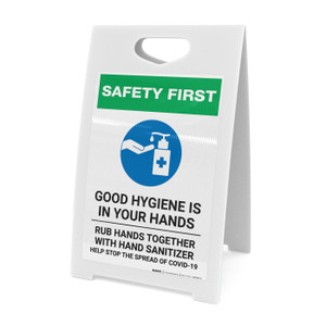 Safety First: Good Hygiene is in your Hands - Rub Hands Together with Icon Portrait - A-Frame Sign