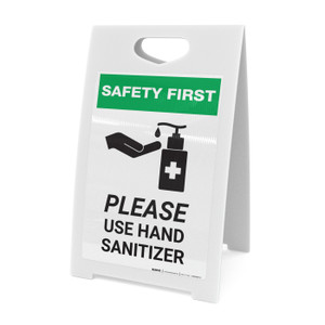 Safety First: Please Use Hand Sanitizer with Icon Portrait - A-Frame Sign