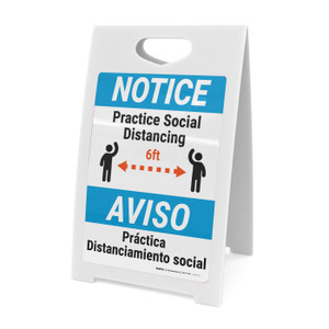 Notice: Practice Social Distancing Spanish Bilingual - A-Frame Sign