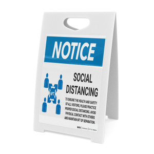 Notice: Social Distancing to Ensure Health with Icon Landscape - A-Frame Sign