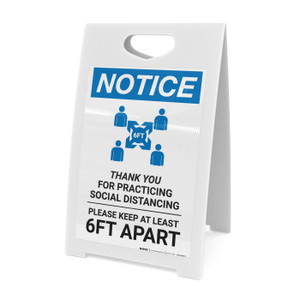 Notice: Thank You For Practicing Social Distancing with Icon Portrait - A-Frame Sign