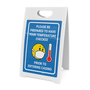 Temperature Check Prior to Entering Casino Portrait with Emoji - A-Frame Sign