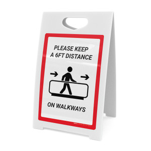 Please Keep a 6ft Distance on walkways Portrait - A-Frame Sign