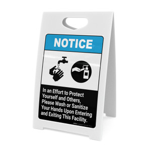 Please Wash or Sanitize Your Hands Upon Entering and Exiting This Facility - A-Frame Sign