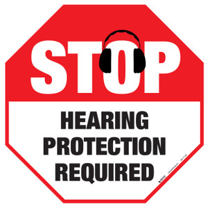 Stop - Hearing Protection Required - Floor Sign