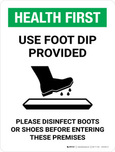 Health First: Use Foot Dip with Icon Portrait - Wall Sign