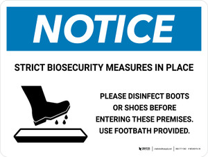 Notice: Strict Biosecurity Measures In Place with Icon Landscape - Wall Sign
