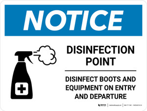 Notice: Disinfection Point with Icon Landscape - Wall Sign