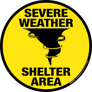 Severe Weather Shelter Area Floor Sign (Yellow)