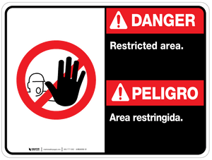 Bilingual Danger Restricted Area - Wall Sign