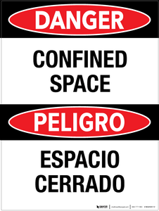 Danger: Confined Space - Bilingual Wall Sign