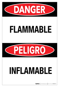 Danger - Flammable Bilingual (Spanish) - Wall Sign