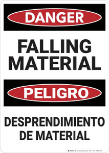 Danger: Bilingual Falling Material - Wall Sign